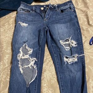 Distressed Blue Jeans